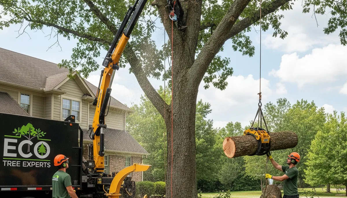 Arborists performing tree removal service in Cape Coral, FL with professional equipment