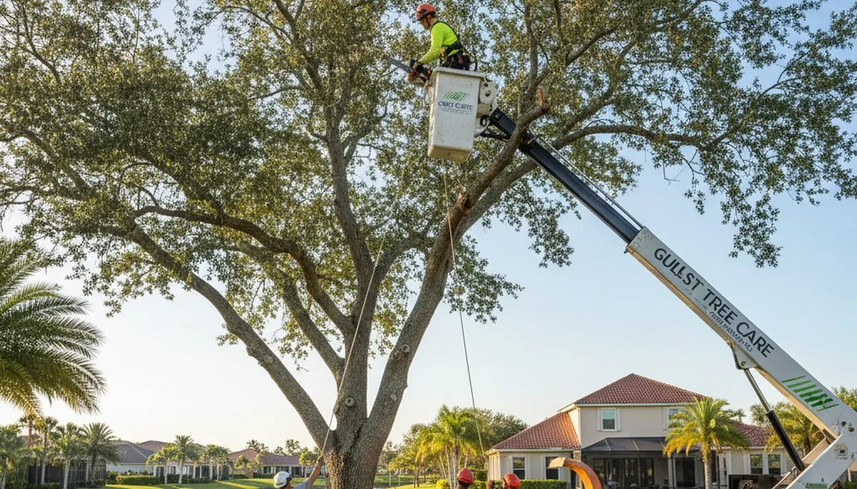 Professional tree removal service in Cape Coral FL clearing palm trees safely